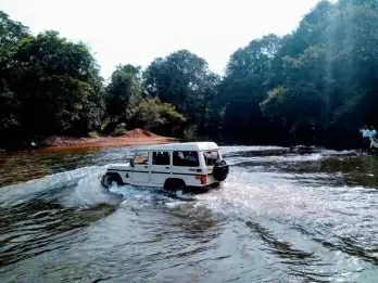 Jeep journey to Dudhsagar waterfall in Goa stopped